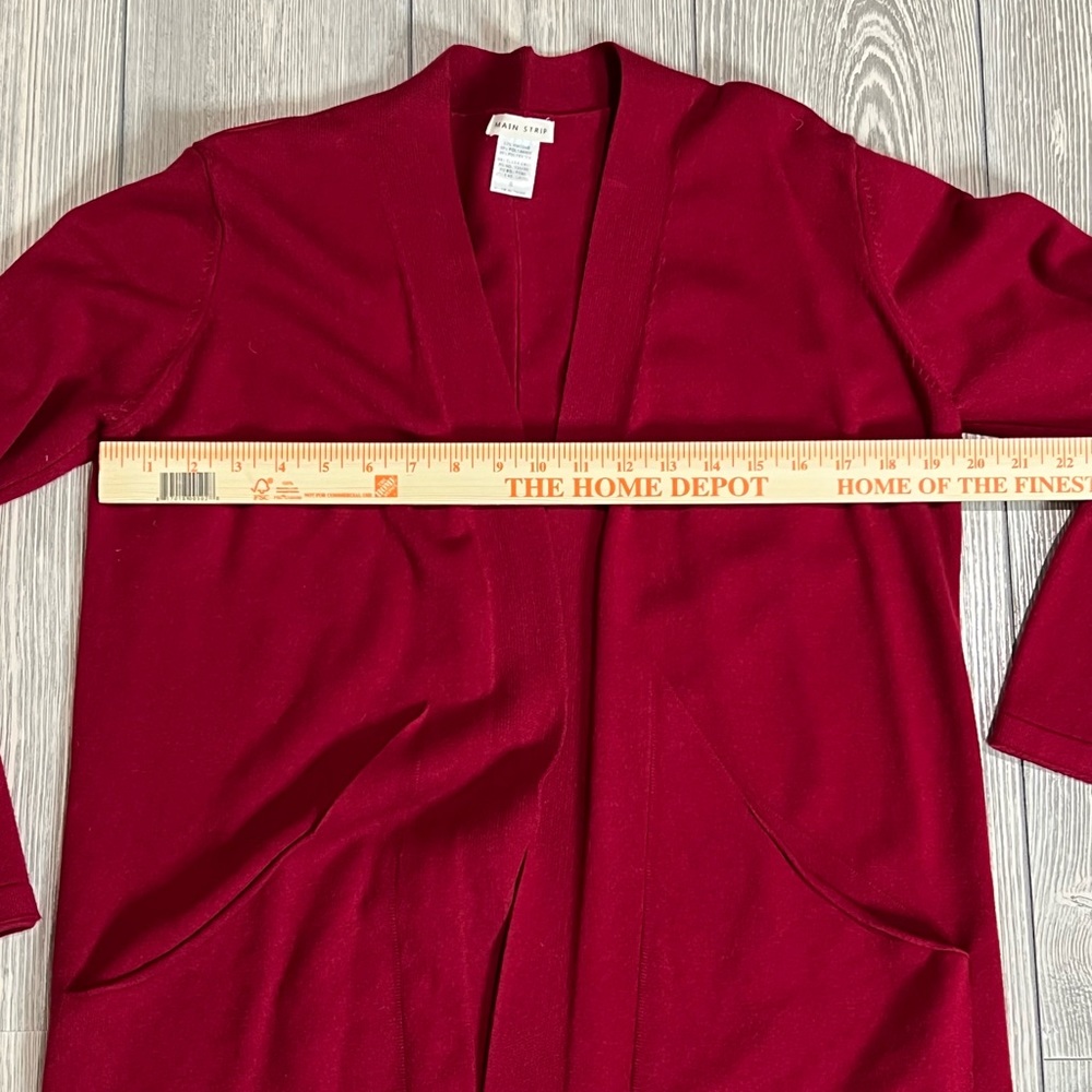 Main Strip Ruby Red Open Cardigan With Front Pockets Size Small - Picture 7 of 8